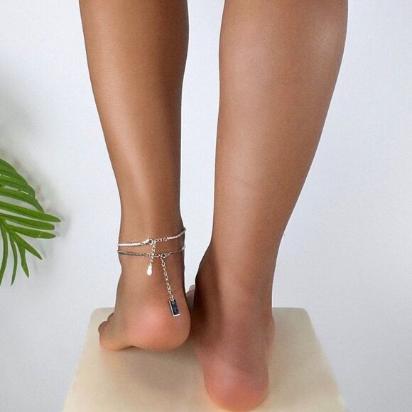 Y2K Style Summer It Girl Sterling Silver Anklet Snake Chain Beachy Bracelet - Picture 3 of 3